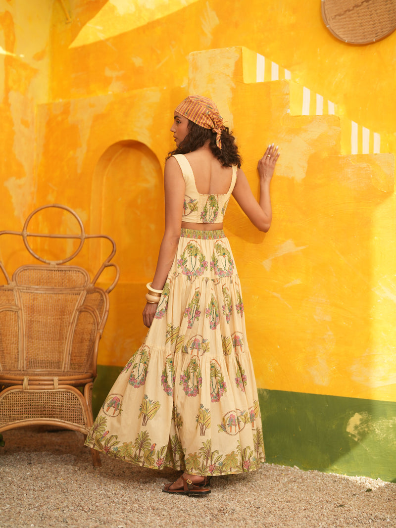 CORAL PEACH PALM PARADISE SKIRT