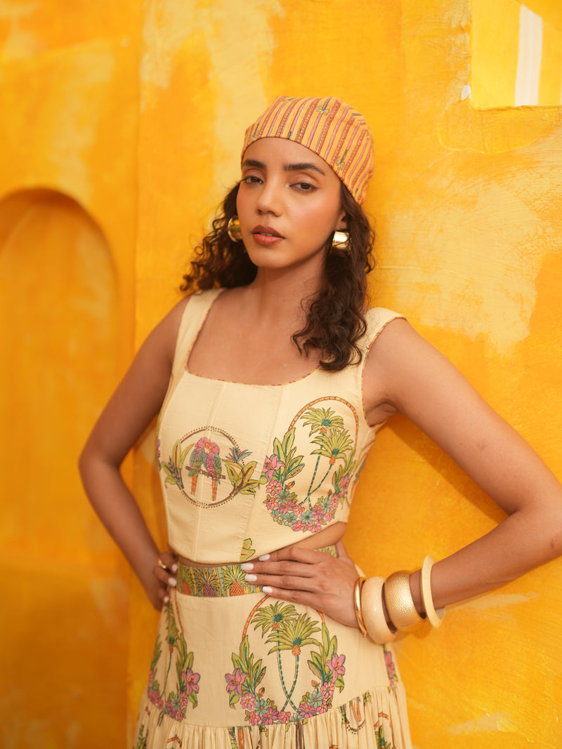 CORAL PEACH PALM PARADISE SKIRT