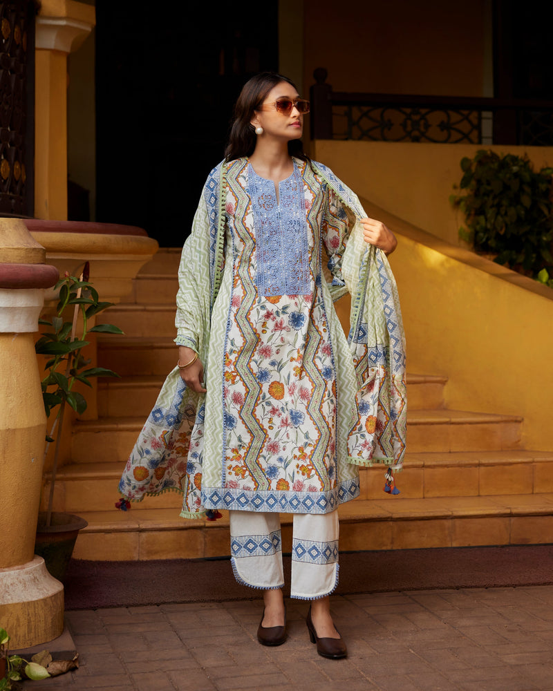 Zainab A-Line Kurta with Pant and Dupatta- Set of 3 SALE