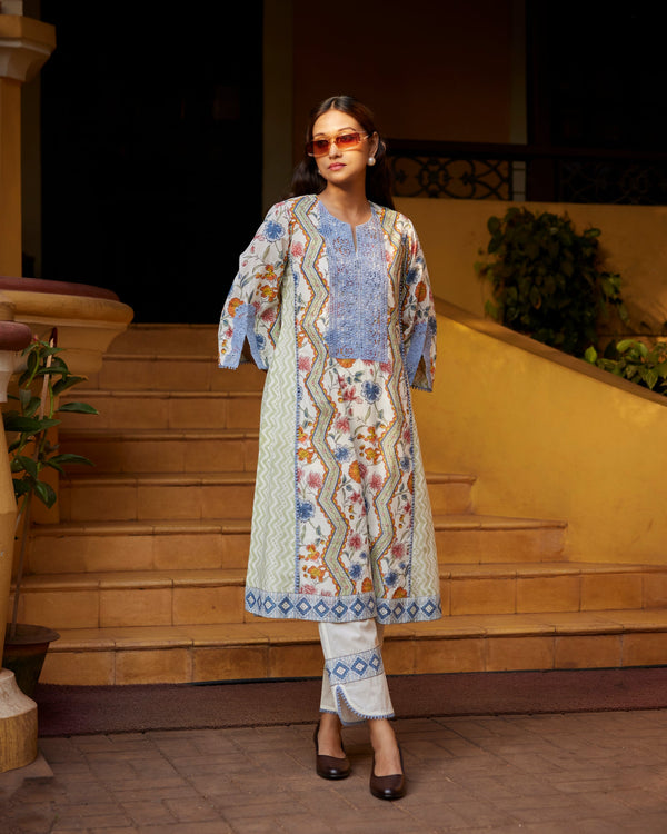 Zainab A-Line Kurta with Pant and Dupatta- Set of 3 SALE