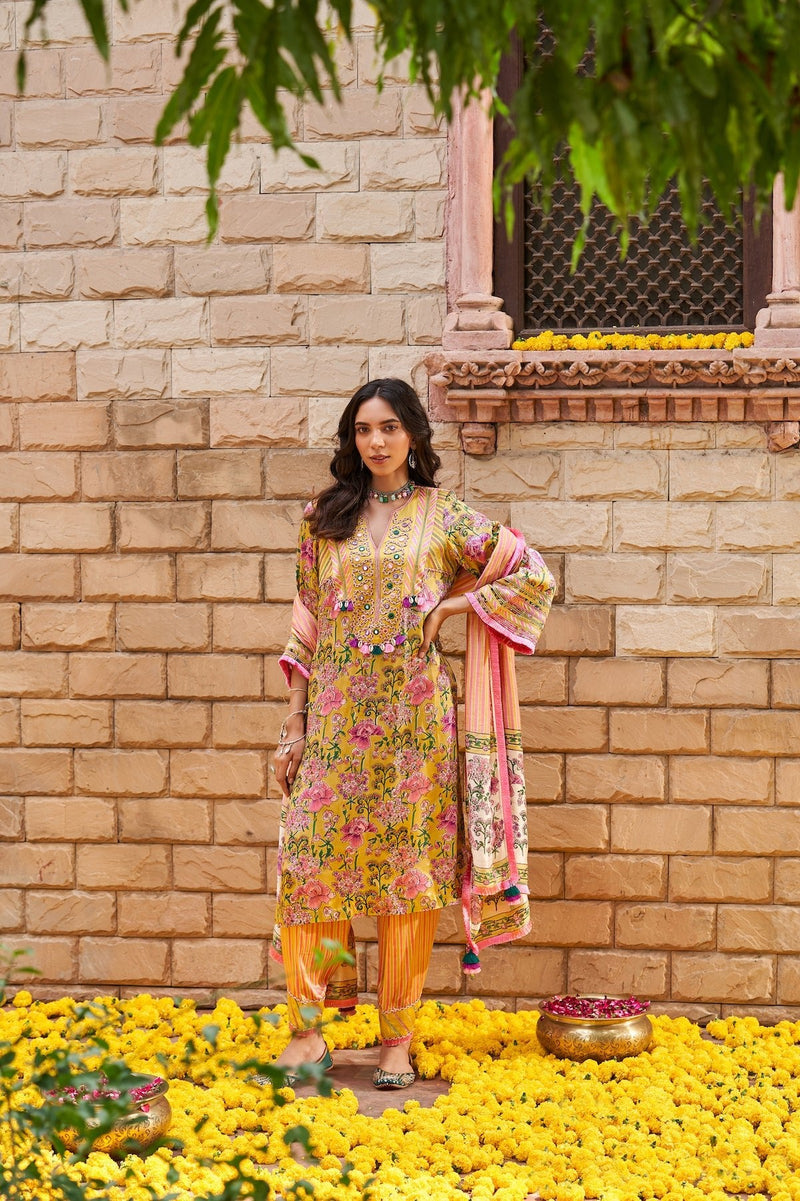 Manjari Straight Kurta with Salwar and Dupatta- Set of 3 SALE